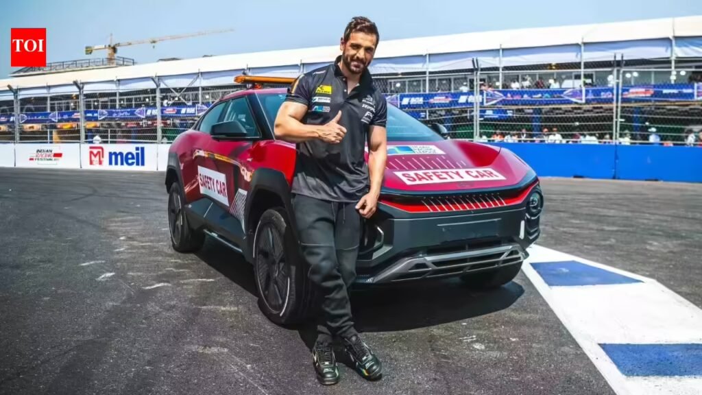 John Abraham drives Mahindra BE6 as safety car in Goa Street Race